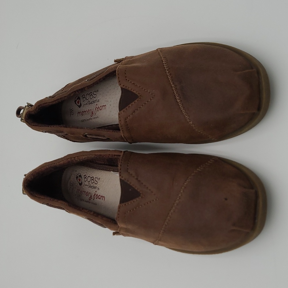 BOBS from Skechers Brown Memory Foam Slip On Flats Shoes Plaid Lining Size 7